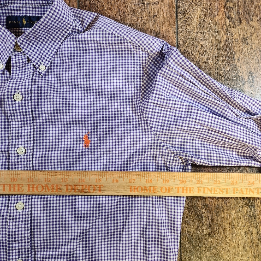 Ralph Lauren Shirt Mens S Purple Gingham Check Plaid Long Sleeve Button Down - Picture 6 of 8